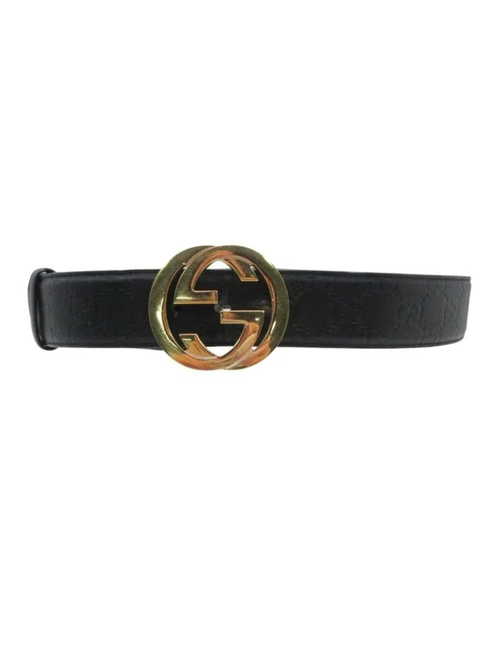 Gucci Belt Leather Interlocking GG Guccissima Black